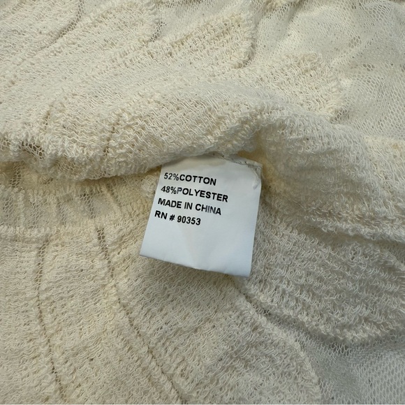 Boho Lace Kimono Duster Cardigan Cream Floral Crochet Open Front Women’s Small - Picture 8 of 9